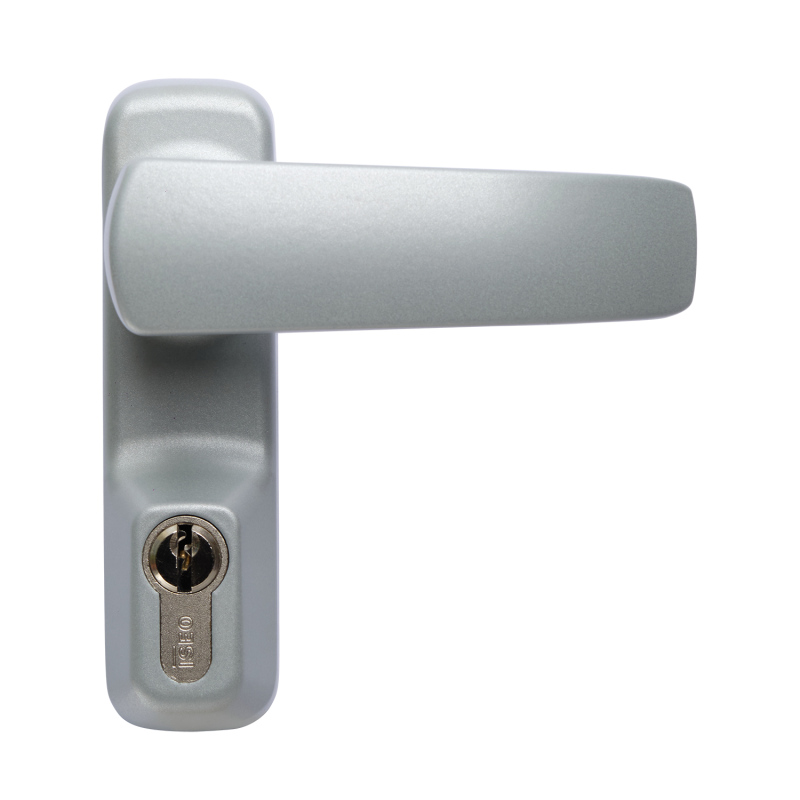 Внешняя нажимная ручка DOORLOCK PD900FR/H1, с цилиндром, серебристый.