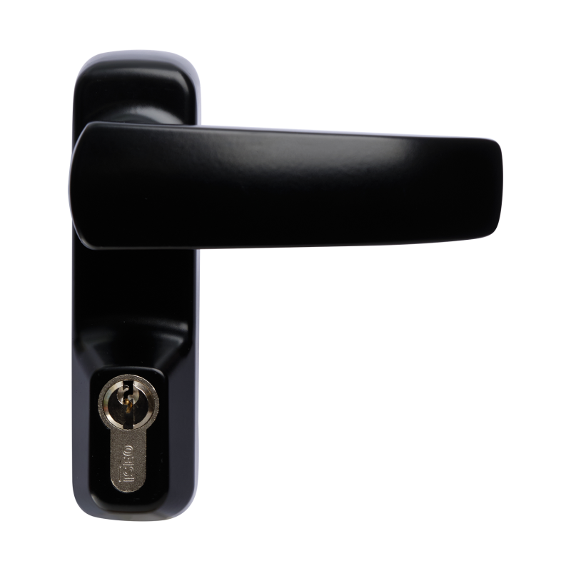 Внешняя нажимная ручка DOORLOCK PD900FR/H1, с цилиндром, черная.