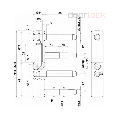 Петля OTLAV 495 диам.14мм часть полотна (золотистая)