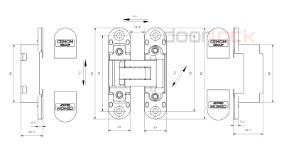 Дверная петля CEMOM ESTETIC W 978/A 3D скрытая, матовый хром