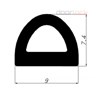 Уплотнитель для дверей EPDM D-образный 10х12мм, черный, самоклеящийся, рулон 50м