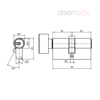 Цилиндр PALLADIUM 60 C BK PB