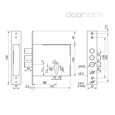 Замок дверной цилиндровый Гардиан TERMO 82.01, никелированный