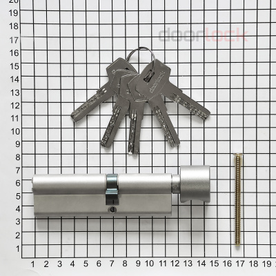 Цилиндр DOORLOCK FX6 Z60xK45мм PN матовый никель, с поворотной кнопкой, 5 перф. Ключей