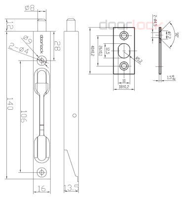 Шпингалет врезной DL LX140 CP